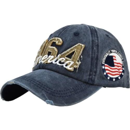 Washed Baseball Cap 1964 Three-Dimensional Embroidered Baseball Cap Distressed Peaked Cap Sun Hat Hip Hop Fashion Hat