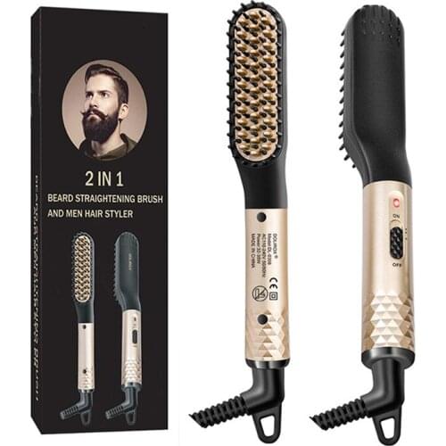 Beard Straightening Comb Brush For Men Styling Shape Anti Static Fluffy Hair Straightener Quick Beard Hair Styling Tool