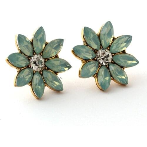 Sehuoran Luxury Stud Earrings Opal Stone Women Fashion Retro Crystal Trendy Wedding Jewelry For Women Mili-Colors 2017 New Style