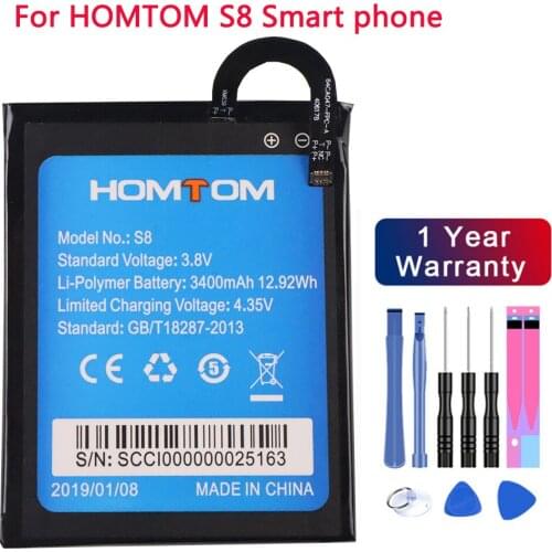 New Original HOMTOM S8 Battery Replacement 5.7inch 3400mAh Backup Batteries Replacement For HOMTOM S8 Smart Phone