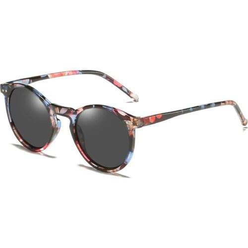 New Floral Print Sunglasses 2020 Brand Designer Retro Eyewear Round Shade Men Driving Polarized Sun glasses Women UV400 Gafas