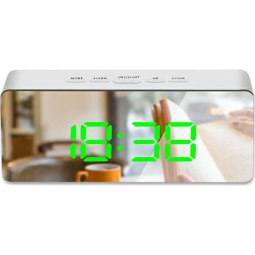 LED Mirror Digital Alarm Clock Snooze Table Clock Wake Up Light Electronic Clocking Home Decoration Horlog Suitable For Bedroom