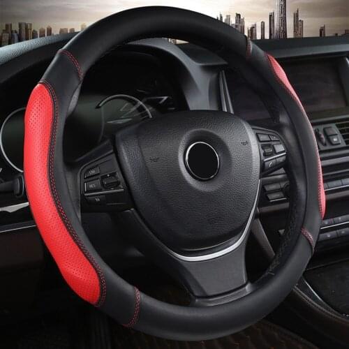 Universal Anti-skid Car Steering Wheel Cover Breathable Sports Style Auto Leather Steering Covers Styling Accessories 38cm