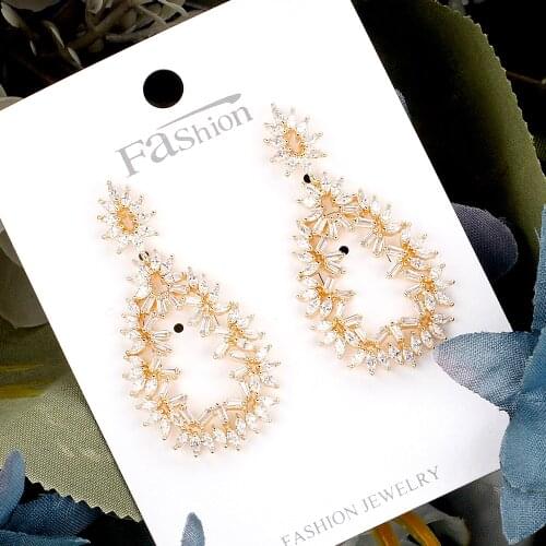 TIRIM Colorful Crystal Dangle Earrings for Women Fine Jewelry Accessories Cubic Zirconia Earing for Woman New Arrivals 2020