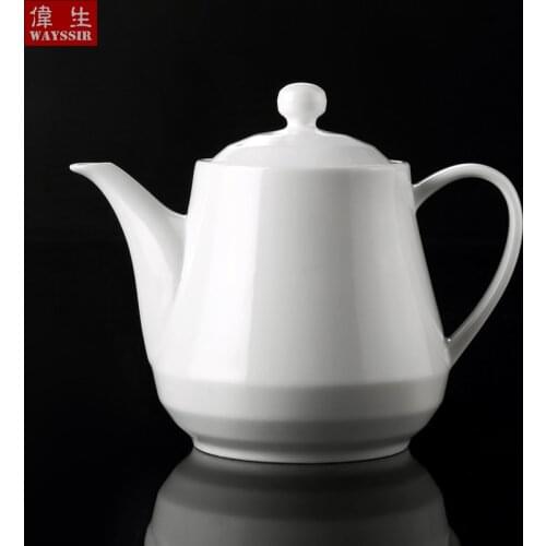 High Quality Super White Porcelain 800ml Tea Pot Hotel Restaurant Household Ceramic Phoenix Tail Design Dinner Party Coffee Pot