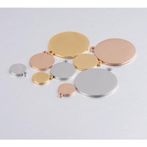 10/15/20/22/25mm Stainless Steel Blank Circle Charm For Jewelry Making Steel/Gold/Rosegold Metal Round Tag Mirror Polished 20pcs