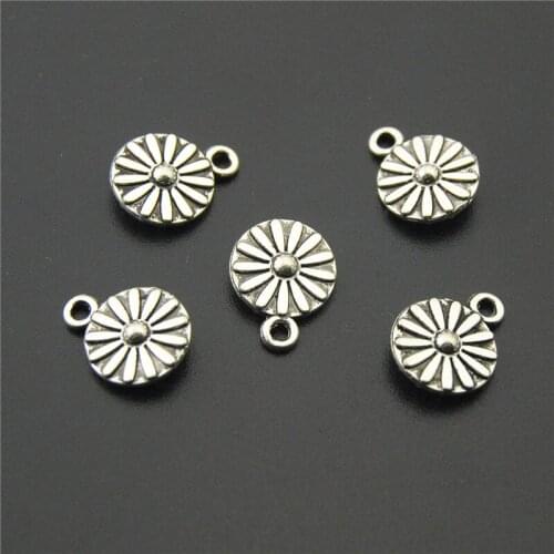 15pcs Silver Color Zinc Alloy Flower Charms Pendants Jewellery Pendant For Bracelet Necklace A2236