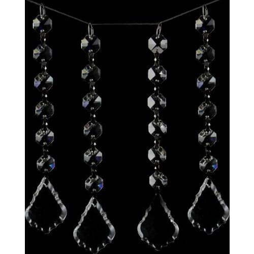 20sets 38mm Crystal Maple Leaf Chandelier Parts Pendants of 14mm Octagon Beads Chandelier Beads For Home Lighting Strand Chains