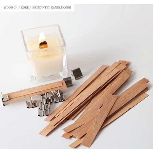20PCS Natural Wood Wax Wick DIY Candle Material Soy Wax Aromatherapy Smokeless Environmental Protection Wood Chip Wick Holder