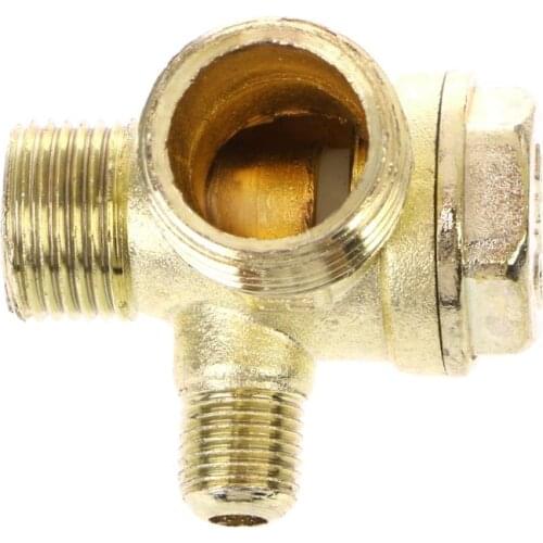 Male Thread 3 Way Metal Air Compressor Check Valve Gold Tone -W310