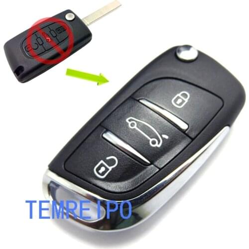 3 Button Modified Keyless Fob Shell for peugeot 207 407 406 307 308 SW 408 107 Flip Car Key Cover Case