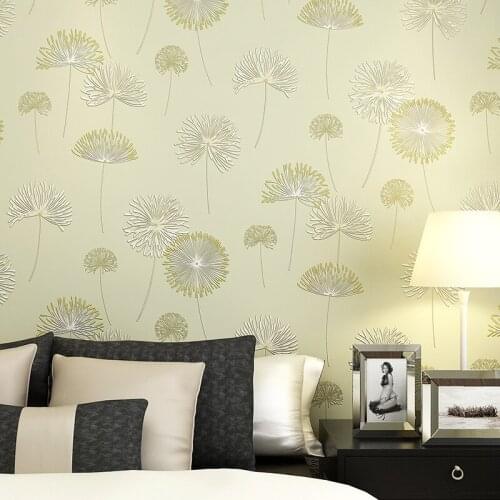 Beibehang Warm dandelion purple yellow 3D wallpaper bedroom living room corridor wall covered with non-woven wallpaper roll