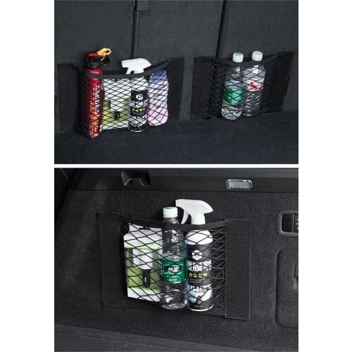 Car Mesh Organizer Pocket Back Mesh Elastic String Net Universal Storage Pocket Cage Magic Sticker Auto Organizer Seat Back Bag