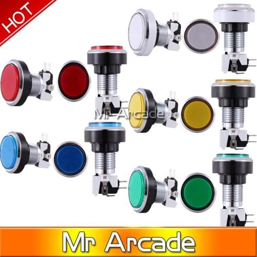 Free shipping 45mm CHROME Plated illuminated 12v LED Arcade Push Button with microswitch 5 colors 1pcs