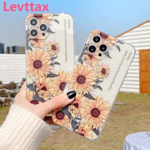 1pcs Telephone Case For Iphone 12 Mini 11pro max Mode Sunflower Flowers Clear Soft Tpu For Iphone 11 Pro X Xr Xs Max 7 8 Plus
