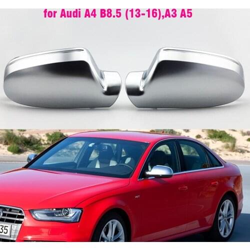 Car Mirror Cover For Audi A4 B8.5 A3 A5 S5 RS5 Matte Chrome Silver Rearview Mirror Cover Protection Cap Car Styling