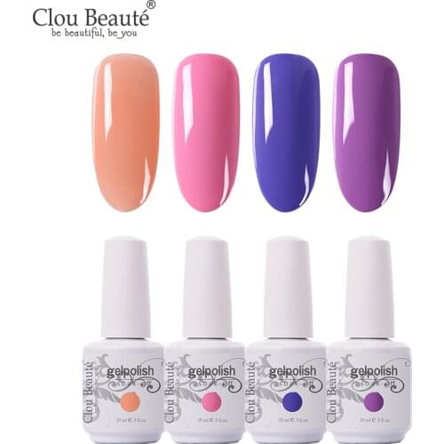 Clou Beaute 15ml Gel Nail Polish Lacquer Soak Off Nail Art Decoration Nail Polish Set Varnishes Manicure Beauty Design 4pcs/lot