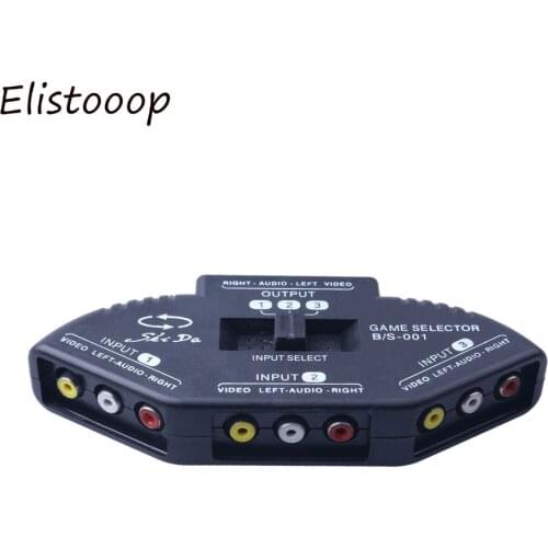 Elistooop Audio Video chinch cable AV RCA 3-Way Switcher Splitter Selector Box 3 to 1 RCA Cable for TV XBOX DVD PS2 Converter