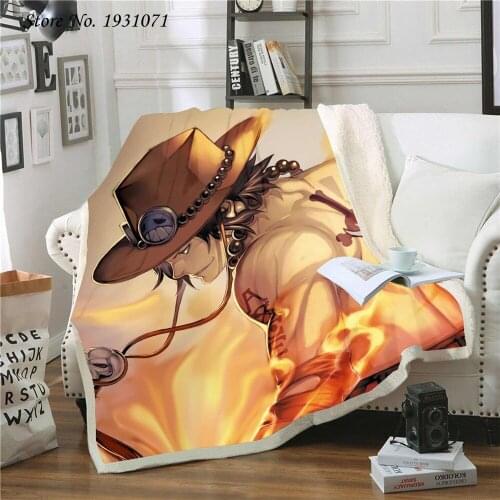 Popular Anime One Piece 3D Printed Fleece Blanket for Beds Thick Quilt Fashion Bedspread Sherpa Throw Blanket Adults Kids 05