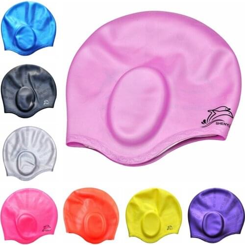 Adults Swimming Caps Men Women Silicone Long Hair Waterproof Swim Pool Cap Ear Protect Large Natacion Diving Hat