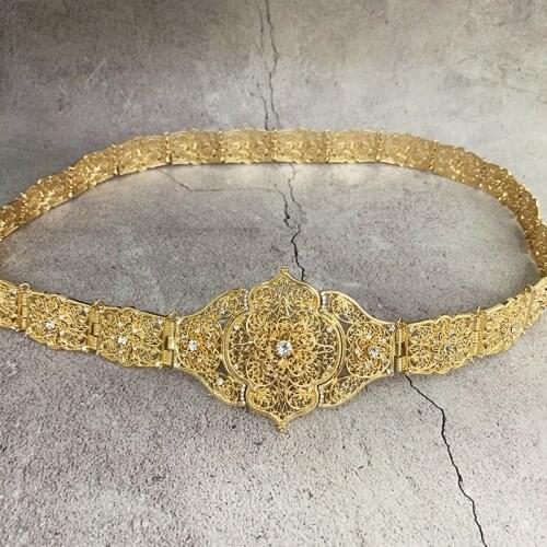 Caucasian Classic Waist Chain Wedding Dress Ornament for Ladies with Flower Shape Hollow Design Womens Jewelry Caftan Belt