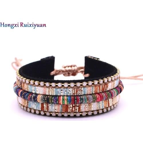 Leather Bracelet Exquisite Leather Rhinestone Crystal Bracelets for Women Bohemian Activity Knot leather Charm Bracelet Jewelry