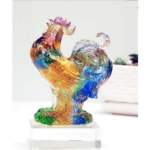 Liuli living room crafts animal 12 Zodiac chicken crystal base ornaments