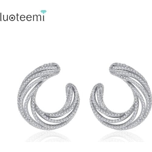 LUOTEEMI Trendy Irregular Stud Earrings for Women Dating Party Euramerican Pendientes Two Colors Fashion Jewelry Christmas Gift