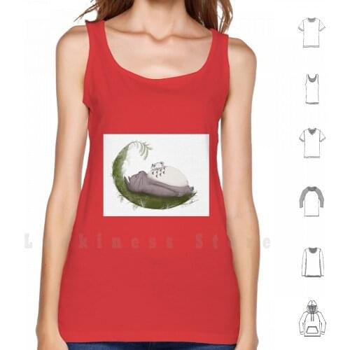 Sea Bunny Makes A New Friend tank tops vest sleeveless Animal Hayao Miyazaki Friendship Lazy Sleepy Sleeping Nap