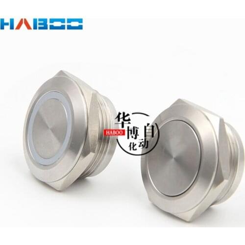 5pcs/lot metal lighting switch 19mm momentary function push button switch flat ring head 1NO contacts 6V 12V 24V 36V 220V