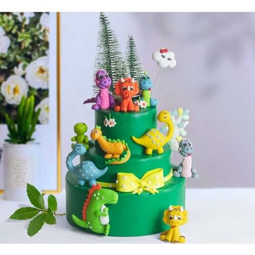 Cartoon Baby Dinosaur Cake Topper Dinosaur Jungle Safari Birthday Party Decor Boy Dinosaur Cake Decor Jurassic World Party Decor