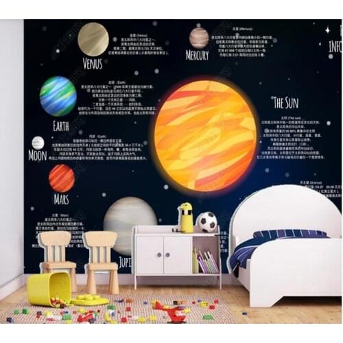 Papel de parede solar system earth universe childrens room 3d wallpaper mural,living room tv wall childrens bedroom wall decor