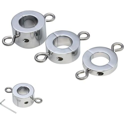 2021 NEW 3 Sizes Magnetic Lock Metal Scrotum Pendant Ball Stretcher Weight Ring Restraint Stainless Steel Pleasure Toys for Men