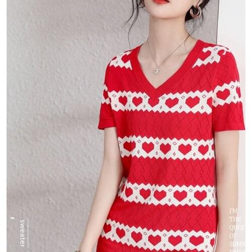 2021 Summer New Heart-shaped Knitted Ice Silk Dress Womens Summer Design
