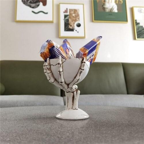 New skull in hand small fruit plate candy dish / table top finishing storage tray / creative home decoration accessories