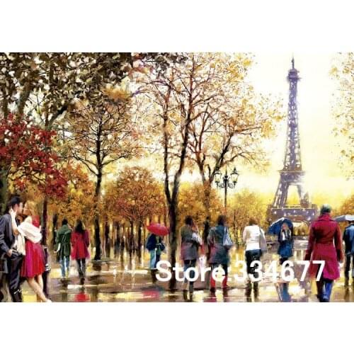Autumn Paris Street Scenery For Embroidery Needlework Crafts 14CT Unprinted Cross Stitch Kits Art DIY Quality Handmade Decor