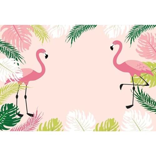 Pink Background For Photography Flamingo Colourful Tropical Leaves Backdrop For Wedding Party Baby Shower Kids Party Decor