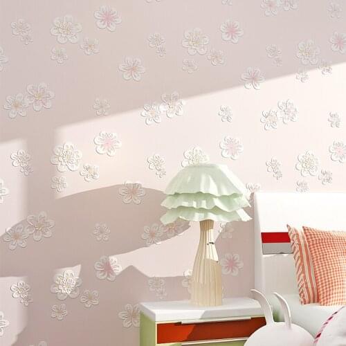 Modern 3d Floral Wall Papers Home Decor Wedding Room Girls Bedroom Wallpaper Roll For Walls Pink Blue Green Duvar Kagitlari