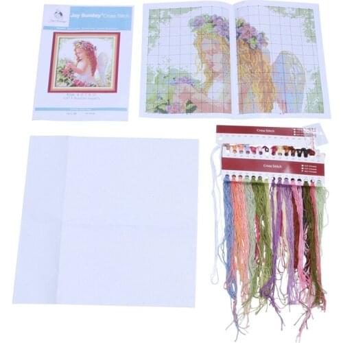 Crafts Flower Angel Cross Stitch Kit 14CT 35*35cm