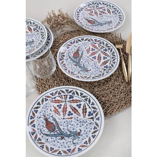 Tulip Cake Plate 20 Cm 6 Pcs-19747 special plate Tulip nostalgic authentic plate turk saucer authentic pattern plate