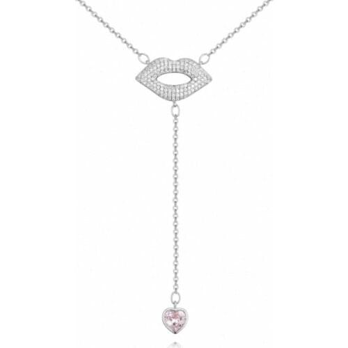 TONGKWOK Element New Sale Hot Fashion Jewelry Pendant Necklace ,Zircon Necklace Crystal Heart and mouth #130971