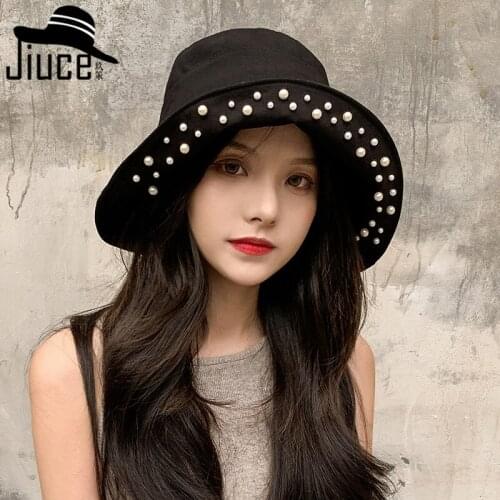 Spring, summer, new solid color cotton pearl basin of female fashion simple fisherman hat outdoor sunshade cap