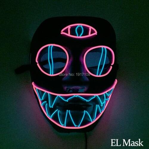 High quality EL wire mask cold night Led neon lighting mask for glow Party supplies and makeup Party powered by DC-3V