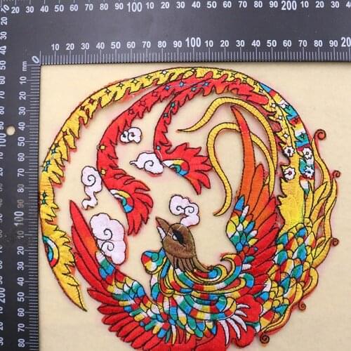 High-quality animal Large round phoenix embroidery Patches wholesale cloth sticker Sew-on DIY coat clothing accessories
