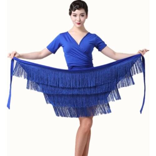 Latin Skirt For Women Latin Skirt Fringe Tassel Hip Scarf Dancing Skirts Wrap Ballroom stage Practice Dance Skirts