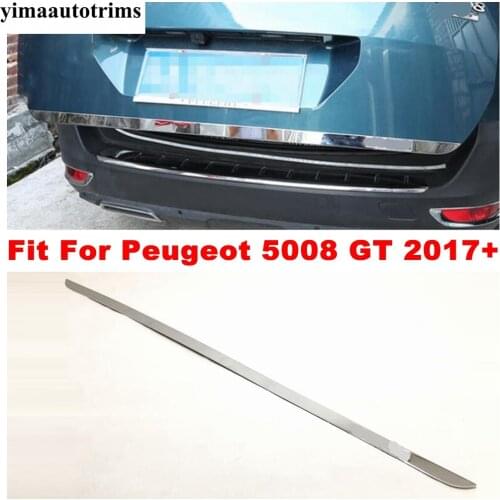 Rear Trunk Cover Tailgate Trim Door Molding Boot Garnish Bezel Trim For Peugeot 5008 GT 2017 2018 2019 2020 Stainless Steel