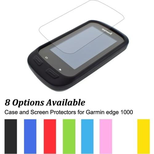 Rubber Protect Skin Case + Clear Screen Protectors Shield Film for Cycling Computer GPS Garmin Edge 1000 / Edge Explore 1000