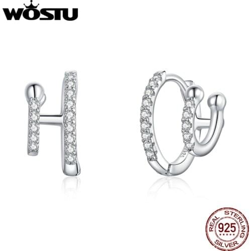 Wostu Real 925 Sterling Silver Stud Earrings Shining Butterflies for Women Statement Fine Jewelry Bijoux Brinc Gift DXE1118