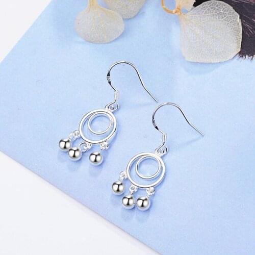 KOFSAC New Fashion 925 Sterling Silver Earrings For Women Wedding Creative Double Round Small Ball Earring Ear Hook Jewelry Gift