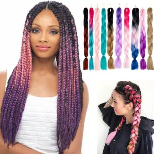Womens Ladies Braiding Hair Extensions Long Hair Kanekalon Braiding Hair 24'' 1pcs Synthetic Hair Extension Jumbo Twist Braids